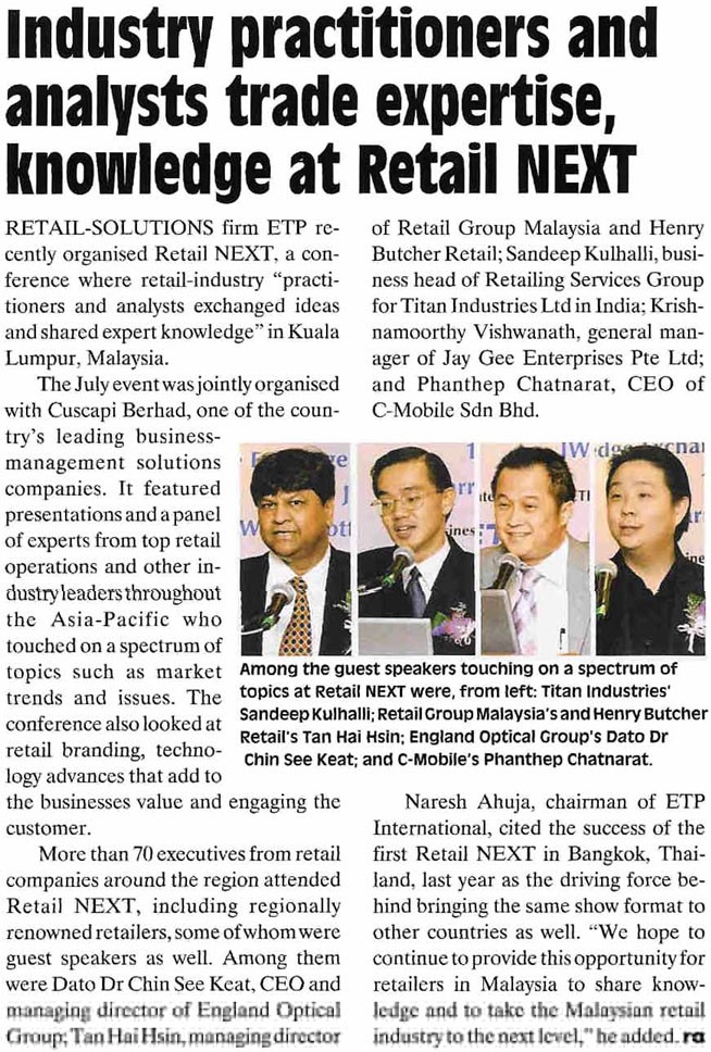 Retail Asia provides post-event coverage on Retail NEXT Malaysia